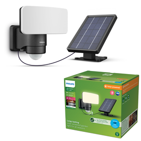 Philips Tylus beveiligingslamp - UltraEfficient LED - Solar buitenlamp - Helder warm licht; 3000K - Zwart - Bewegingssensor - Schemersensor - Zonne-energie