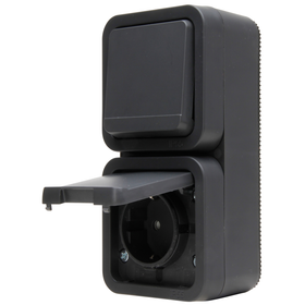 Kopp Combinatie Stopcontact Maris - 1-voudig Geaard Opbouw Spatwaterdicht - Antraciet