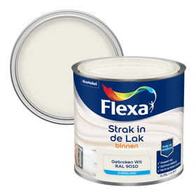 Flexa Houtlak Strak in de Lak - Zijdeglans - Gebroken Wit RAL 9010 - 250ml