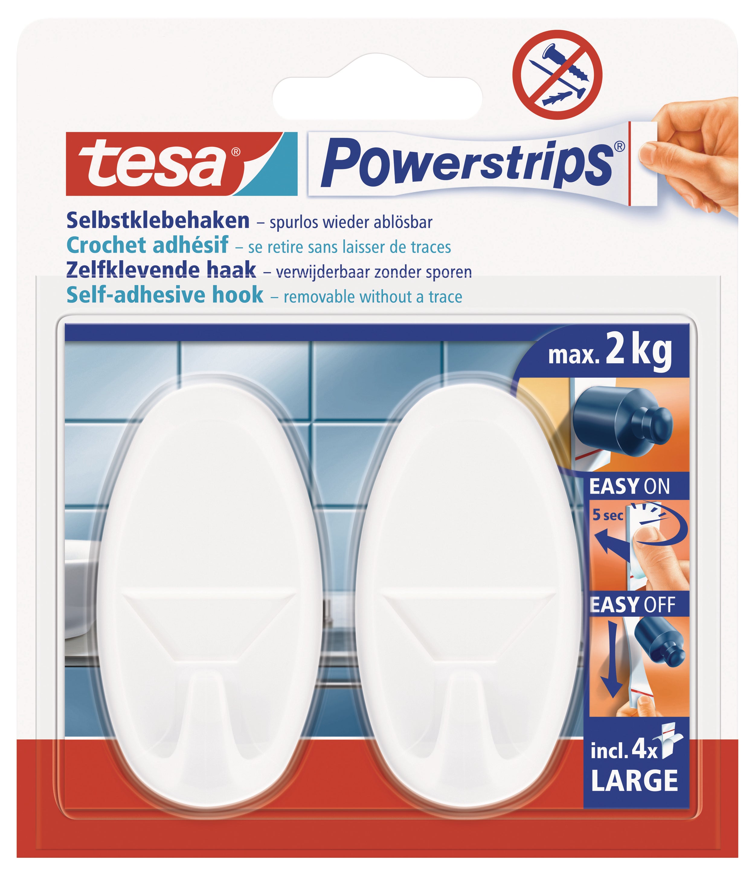 Tesa Powerstrips Haken L Wit