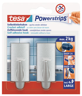 Tesa Powerstrips zelfklevende haak grijs 2kg - 2 stuks