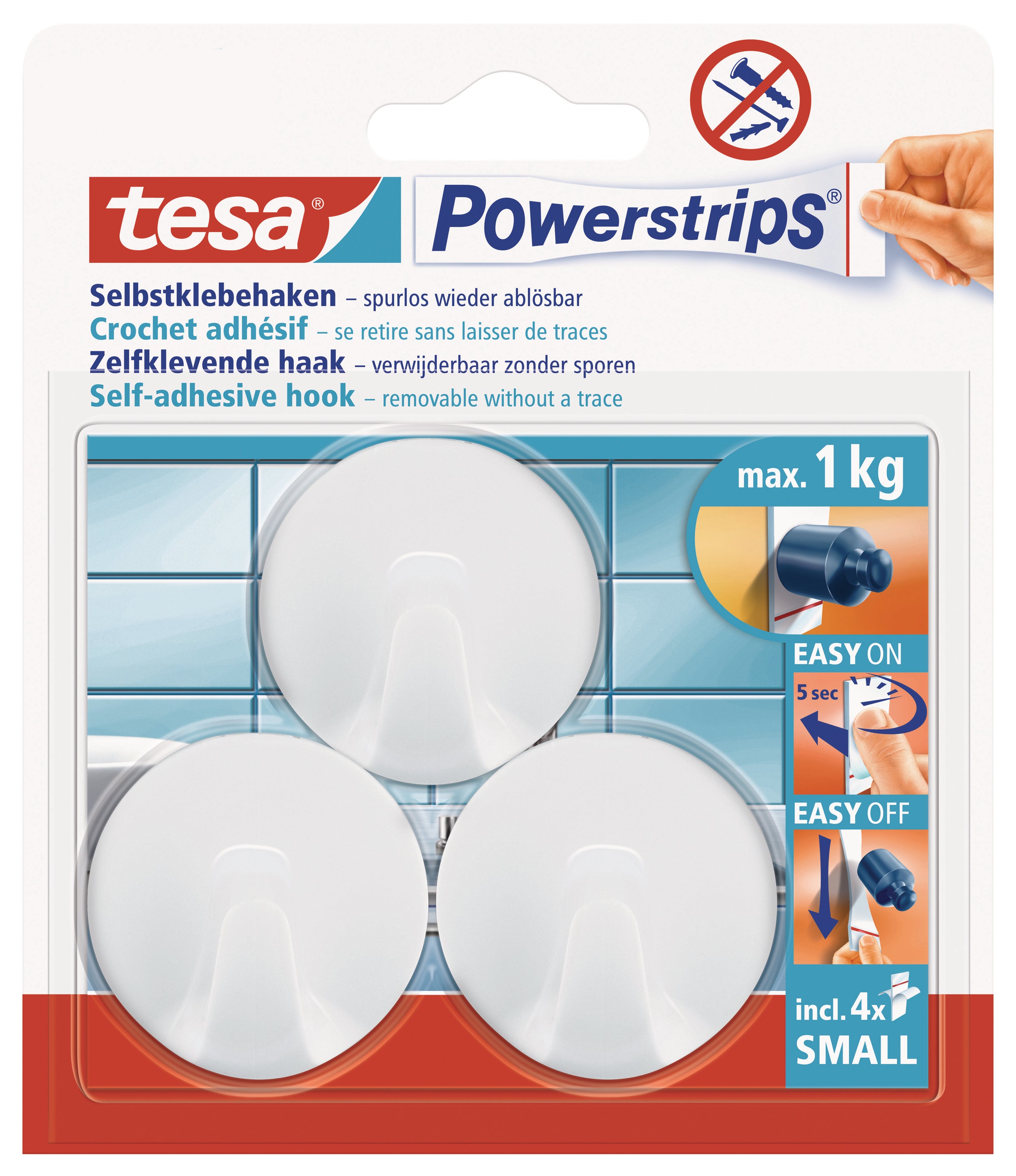 Tesa Powerstrips zelfklevende haak rond wit 1KG