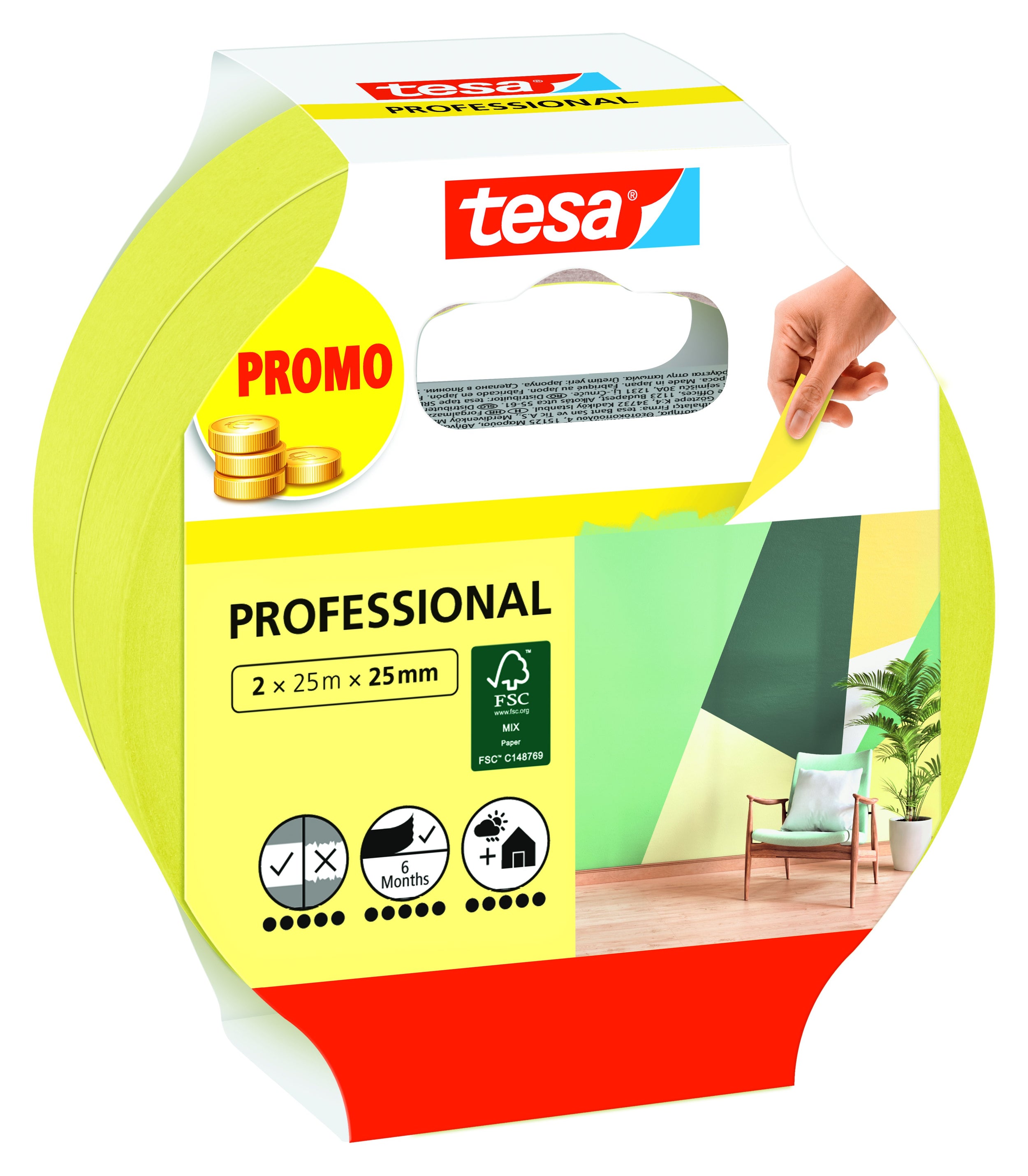 Tesa® Professional Washi Indoor Afplaktape 25mx25mm 2 stuks