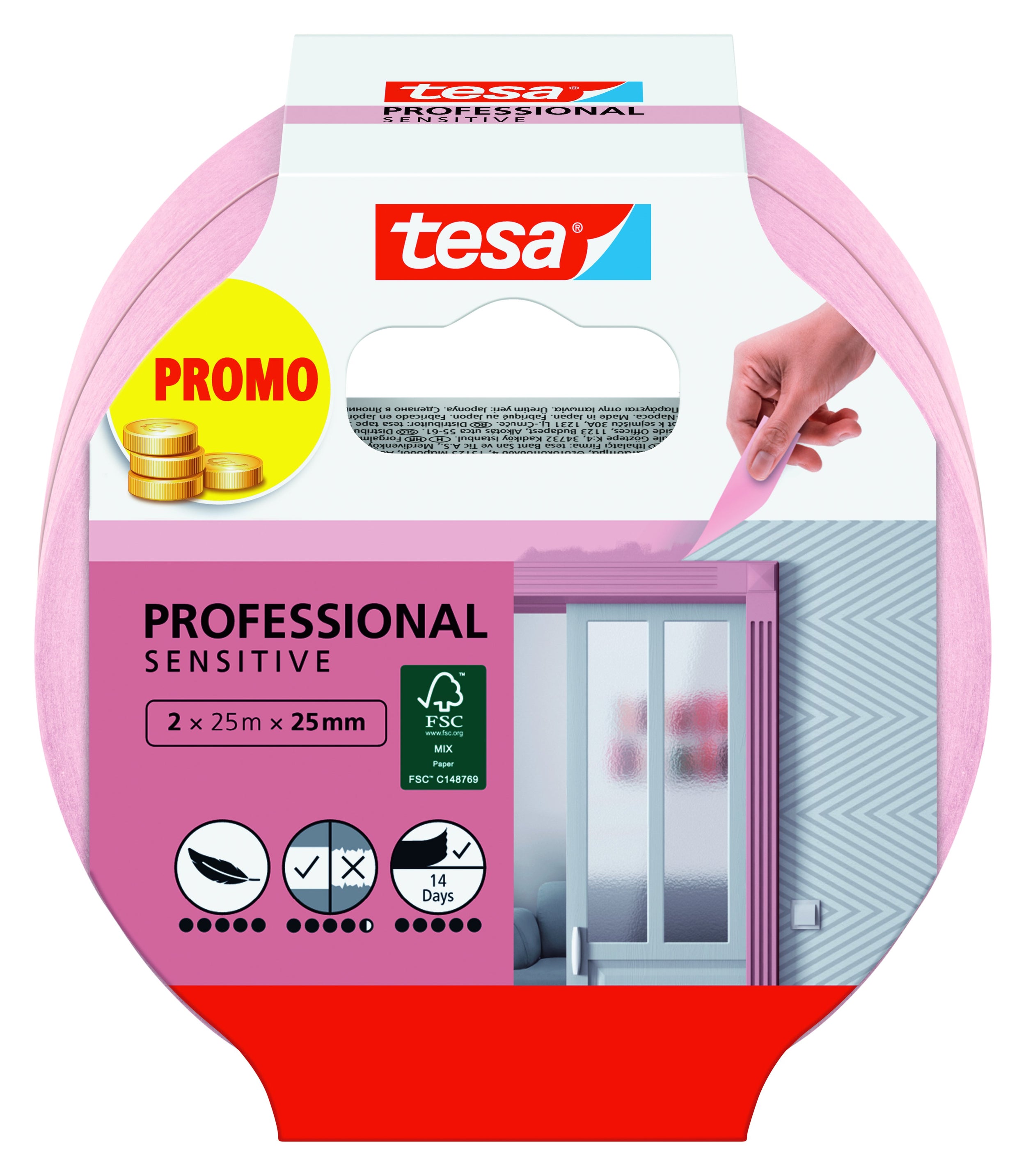 Tesa® Professional Sensitive afplaktape 25mx25mm 2 stuks