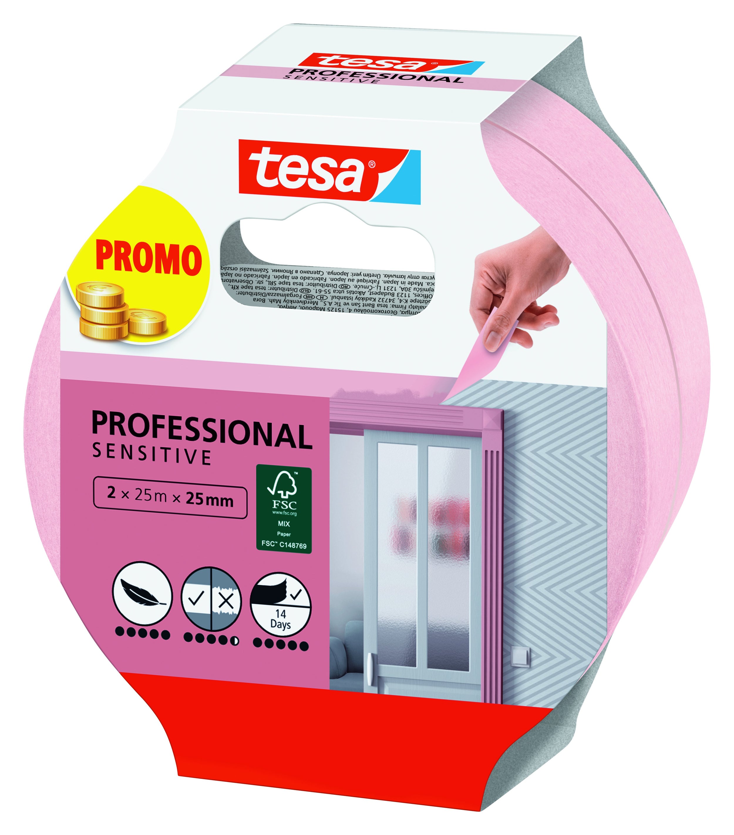 Tesa® Professional Sensitive afplaktape 25mx25mm 2 stuks