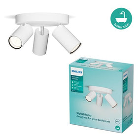 Philips opbouwspot badkamer Idris wit ⌀22cm 3xGU10