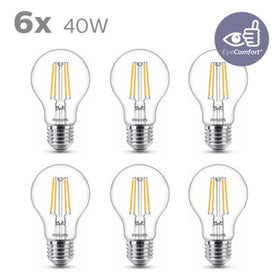 Philips ledlamp Bulb E27 4W set van 6