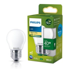 Philips Ultra Efficient LED - Kogellamp - Mat - 40W - E27 fitting - Dimbaar warmwit licht