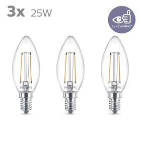 Philips ledlamp kaars warm wit E14 2W set van 3