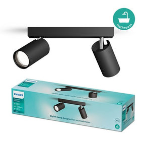 Philips opbouwspot badkamer Idris zwart 2xGU10